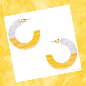 New Yellow & White Resin Hoop Fashion Earrings